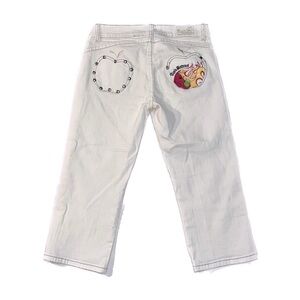 Y2K Apple Bottom Jeans White Capri Logo Butt Pocket Pants, size 5/6